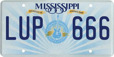 MS license plate LUP666