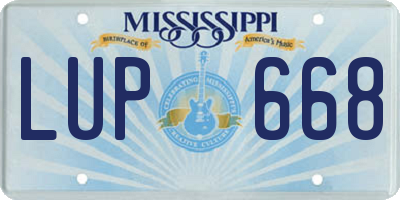 MS license plate LUP668