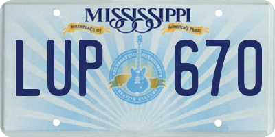 MS license plate LUP670