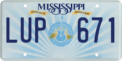 MS license plate LUP671