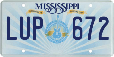 MS license plate LUP672