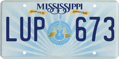 MS license plate LUP673