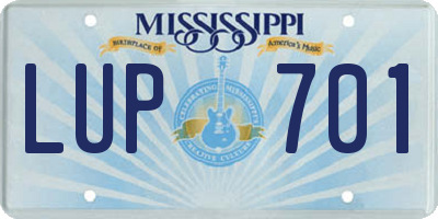 MS license plate LUP701