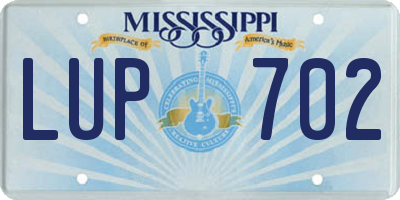MS license plate LUP702