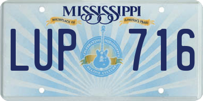 MS license plate LUP716