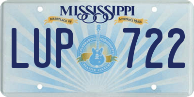 MS license plate LUP722