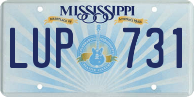 MS license plate LUP731