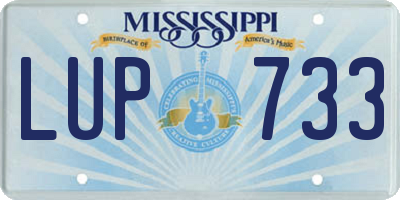 MS license plate LUP733