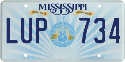 MS license plate LUP734