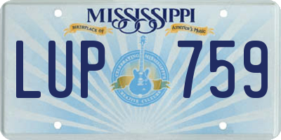 MS license plate LUP759