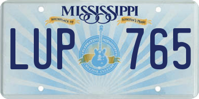 MS license plate LUP765