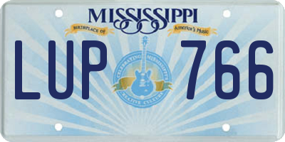 MS license plate LUP766
