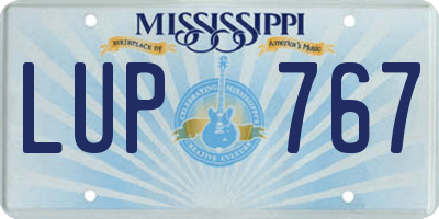 MS license plate LUP767