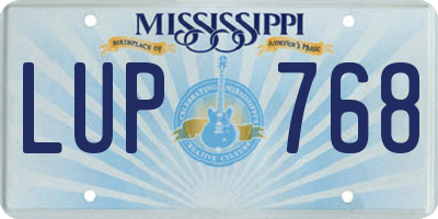 MS license plate LUP768