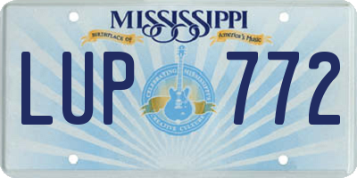 MS license plate LUP772