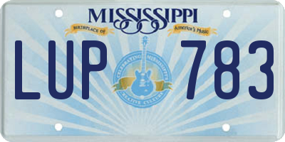 MS license plate LUP783
