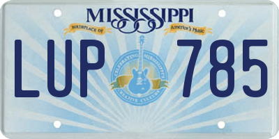 MS license plate LUP785