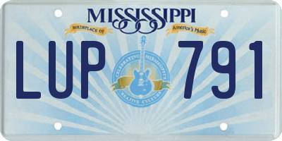 MS license plate LUP791
