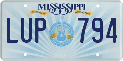 MS license plate LUP794