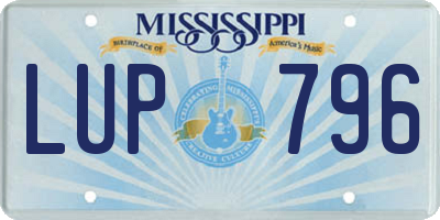 MS license plate LUP796