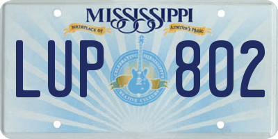 MS license plate LUP802