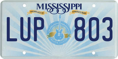 MS license plate LUP803