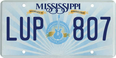 MS license plate LUP807