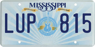 MS license plate LUP815