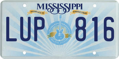 MS license plate LUP816