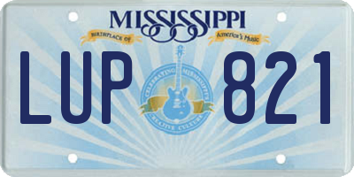 MS license plate LUP821