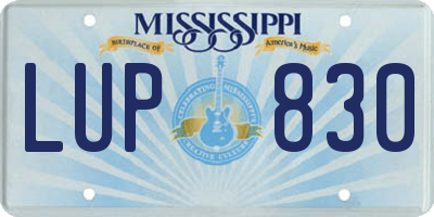 MS license plate LUP830