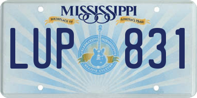 MS license plate LUP831