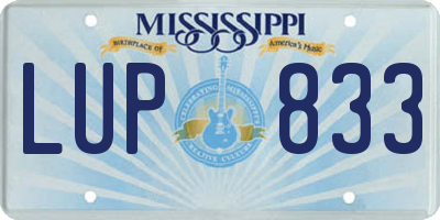 MS license plate LUP833