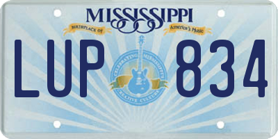 MS license plate LUP834