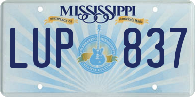 MS license plate LUP837