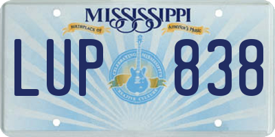 MS license plate LUP838