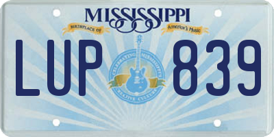 MS license plate LUP839