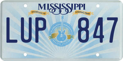 MS license plate LUP847