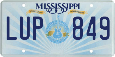 MS license plate LUP849