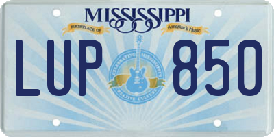 MS license plate LUP850