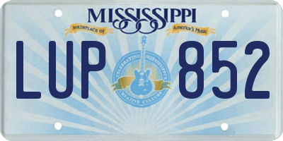 MS license plate LUP852