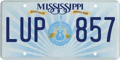 MS license plate LUP857
