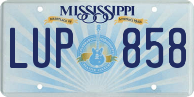 MS license plate LUP858