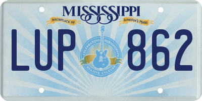 MS license plate LUP862
