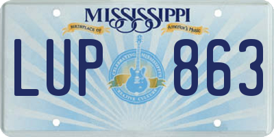 MS license plate LUP863