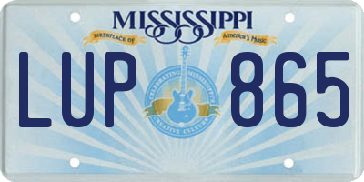 MS license plate LUP865