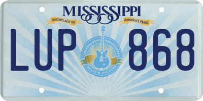 MS license plate LUP868