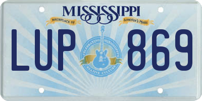 MS license plate LUP869