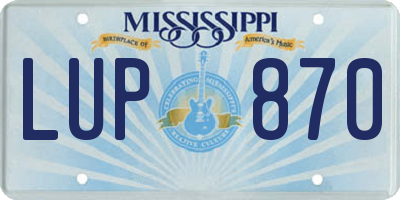 MS license plate LUP870