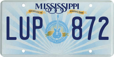 MS license plate LUP872